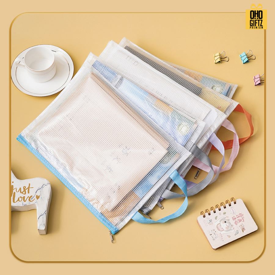 กระเป๋าเอกสารมีหูหิ้ว PVC A4 สกรีนโลโก้ ทำเป็นของพรีเมี่ยม ของชำร่วยได้