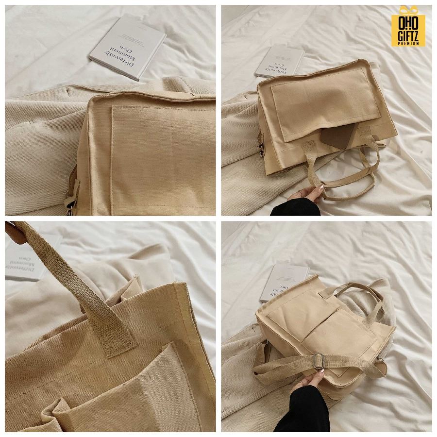 กระเป๋า Tote canvas สไตล์เกาหลี สกรีนโลโก้ ทำเป็นของพรีเมี่ยมได้