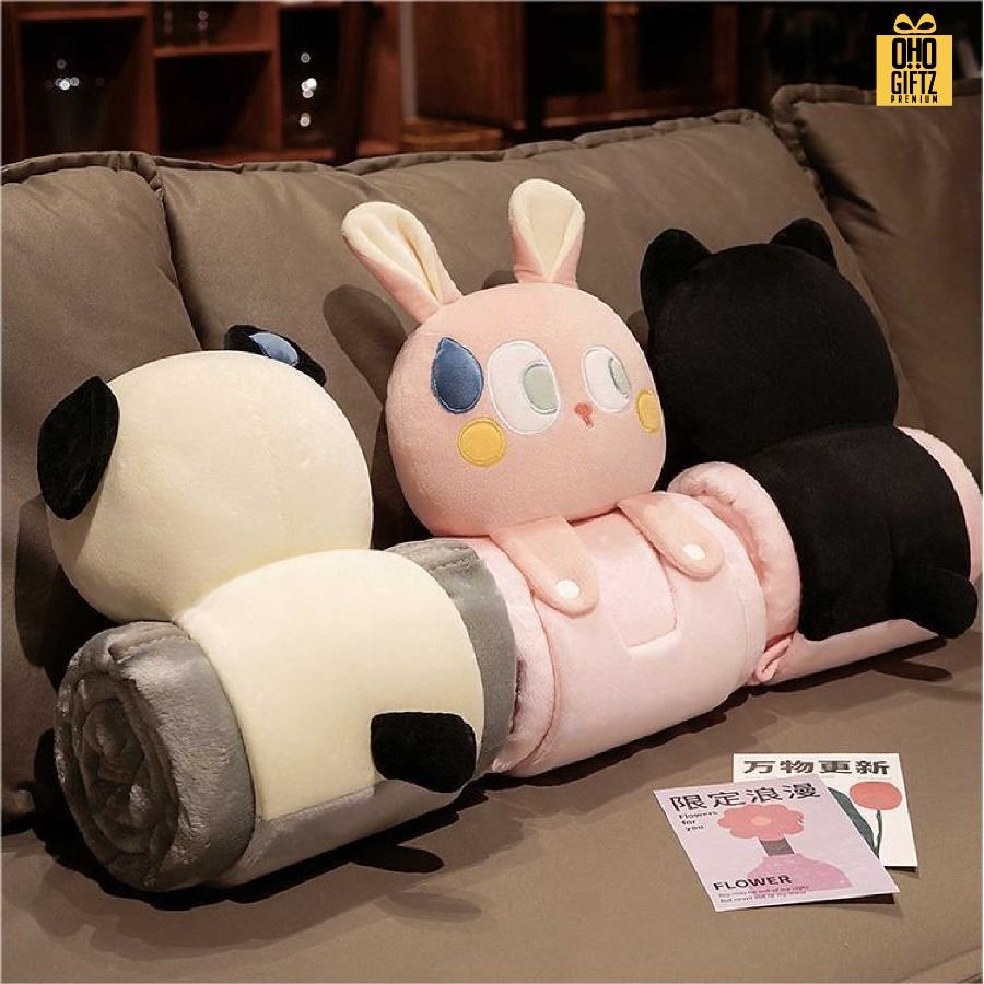 ตุ๊กตาผ้าห่มม้วน สกรีนโลโก้ ติดลาเบล ทำเป็นของพรีเมี่ยมได้