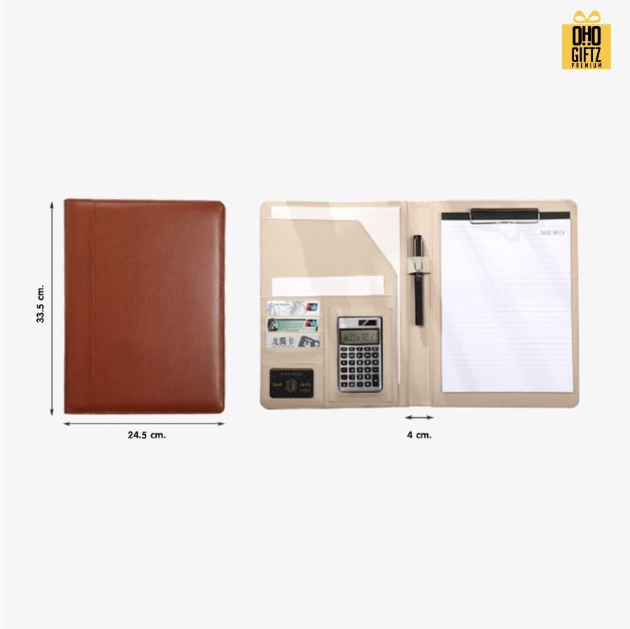 แฟ้มเอกสารนักธุรกิจ PU สกรีนโลโก้ ทำเป็นของพรีเมี่ยม ของชำร่วย