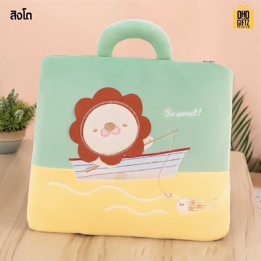 ตุ๊กตาหมอนผ้าห่มสัตว์น้อย สกรีนโลโก้ ติดลาเบล ทำเป็นของพรีเมี่ยมได้