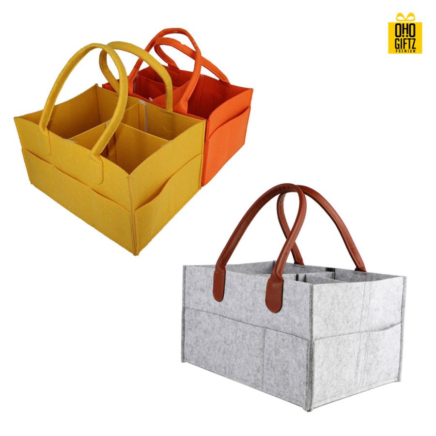 ตะกร้าเก็บผ้าสักหลาด สกรีนโลโก้ ทำเป็นของพรีเมี่ยม 