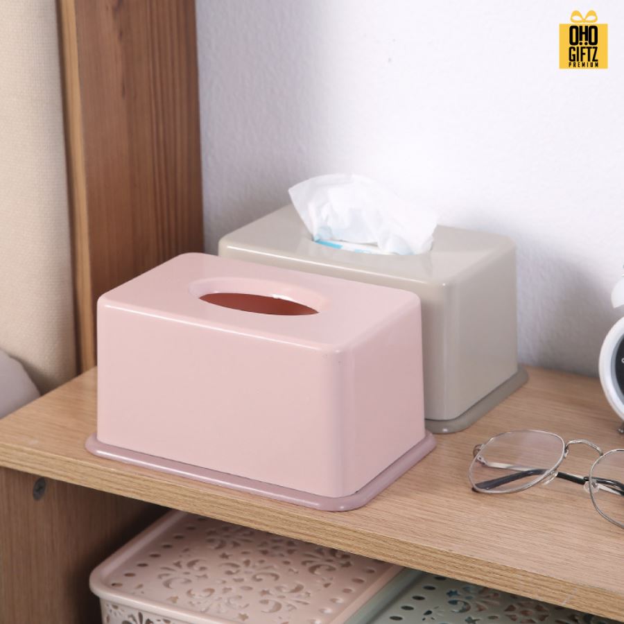 กล่องใส่ทิชชู่สีพาสเทล สกรีนโลโก้ ทำเป็นของพรีเมี่ยม ของชำร่วยได้