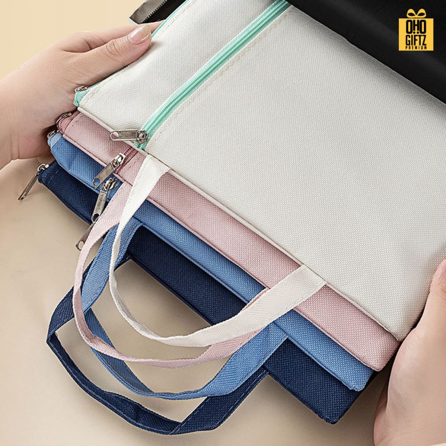 กระเป๋าแคนวาสใส่เอกสารขนาด A4 สกรีนโลโก้ ทำเป็นของพรีเมี่ยม ของชำร่วยได้