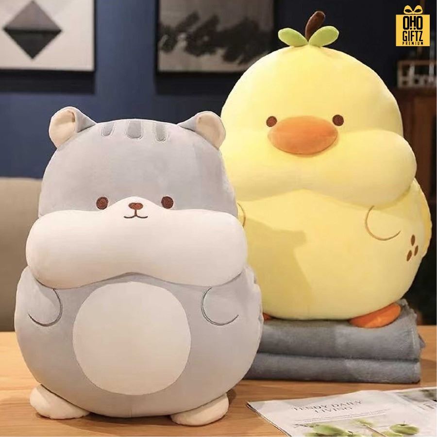 ตุ๊กตาหมอนผ้าห่ม รับผลิตดีไซน์ตามต้องการ สกรีนโลโก้  ติดลาเบล ทำเป็นของพรีเมี่ยมได้