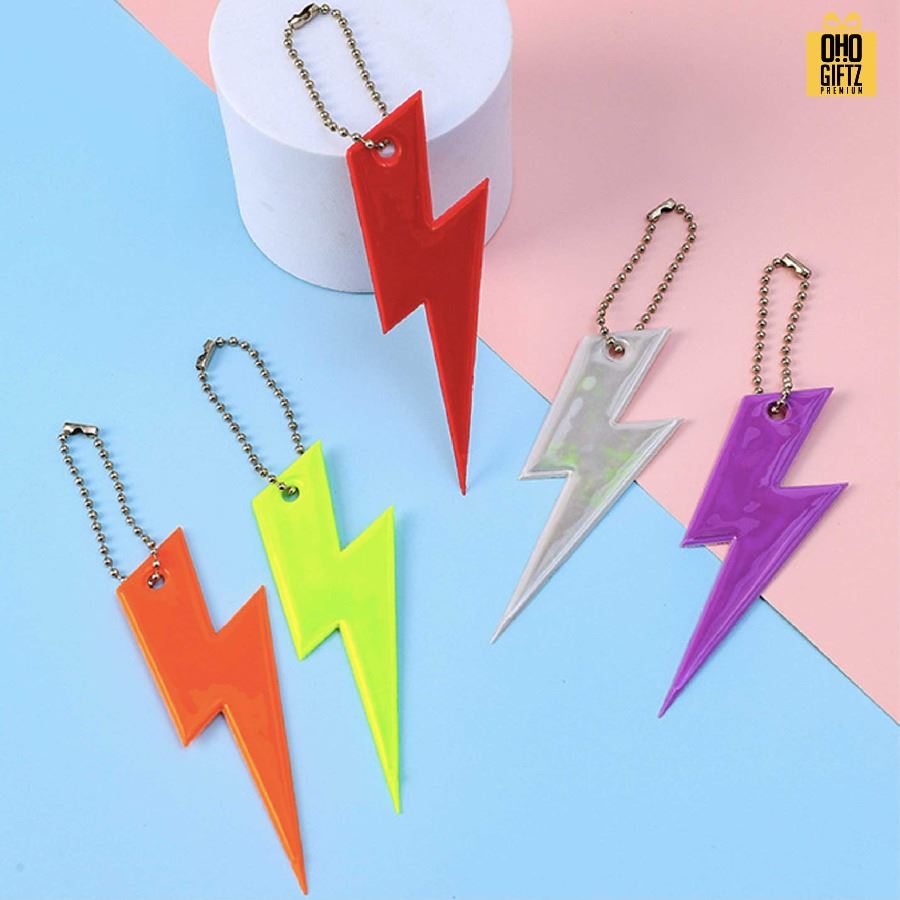 พวงกุญแจสะท้อนแทงทรงสายฟ้า PVC สกรีนโลโก้ ทำเป็นของพรีเมี่ยม ของชำร่วยได้