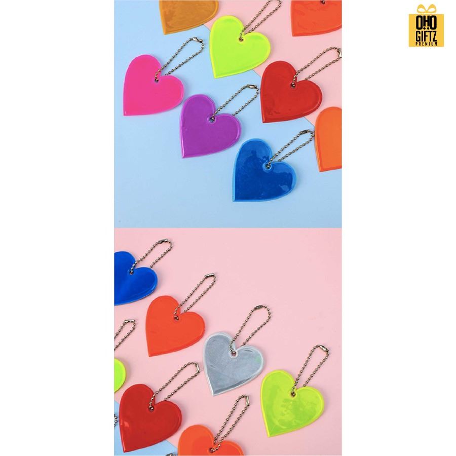 พวงกุญแจสะท้อนแสงทรงหัวใจ PVC สกรีนโลโก้ ทำเป็นของพรีเมี่ยม ของชำร่วยได้