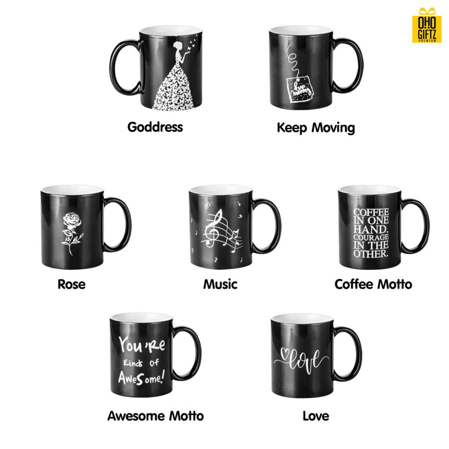 แก้วเปลี่ยนสีสีดำสลักลาย Engraving Color Changing Mug 11 oz. พิมพ์ภาพได้ไม่จำกัดสี*ไม่มีขั้นต่ำ*