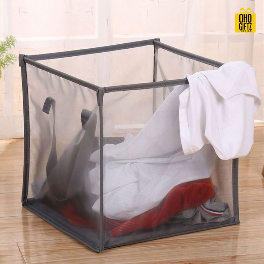 ตะกร้าผ้าพับได้ สกรีนโลโก้  ทำเป็นของพรีเมี่ยมได้