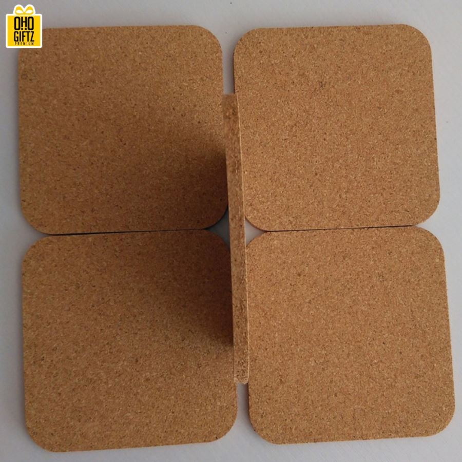 ที่รองแก้วไม้ก๊อกทรงเหลี่ยม สกรีนชื่อ, โลโก้, พิมพ์ภาพได้ ขั้นต่ำ 1,000 ชิ้น