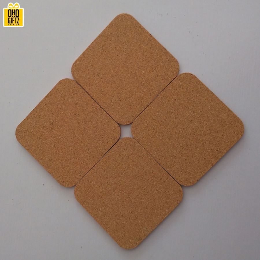 ที่รองแก้วไม้ก๊อกทรงเหลี่ยม สกรีนชื่อ, โลโก้, พิมพ์ภาพได้ ขั้นต่ำ 1,000 ชิ้น