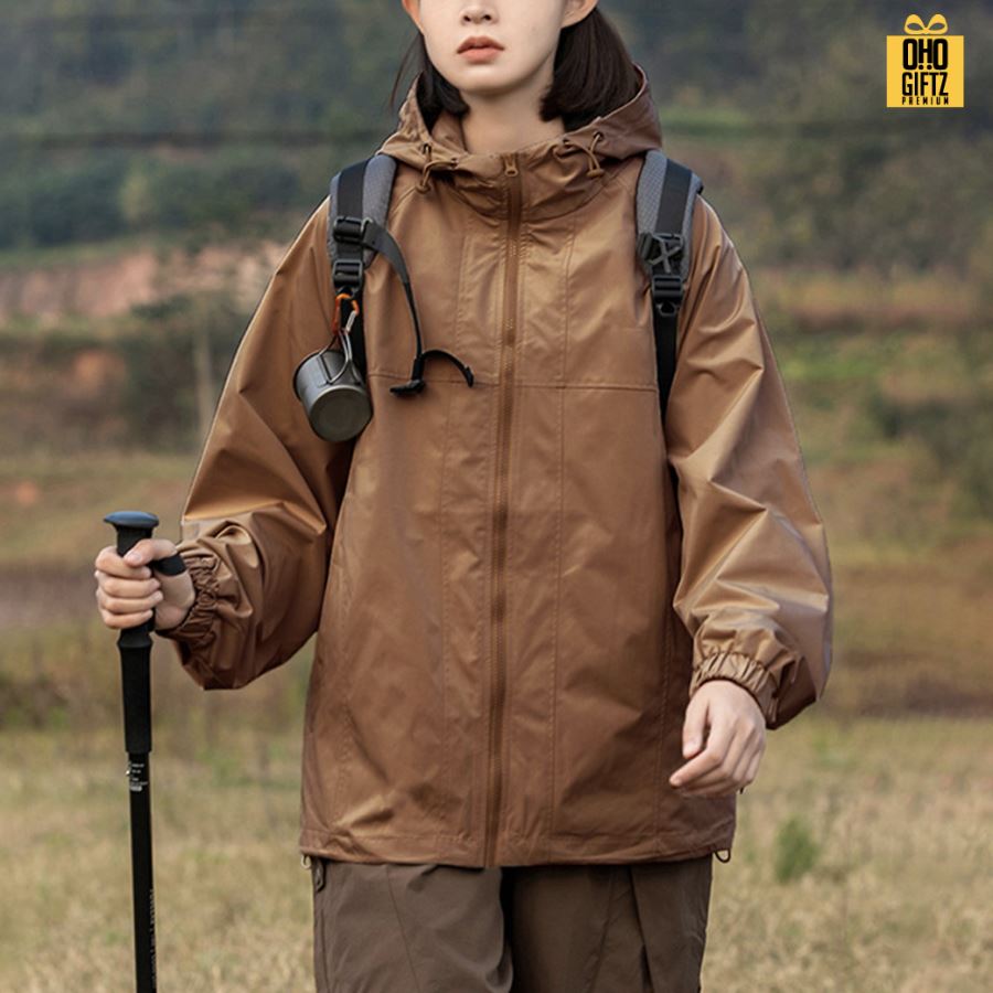 เสื้อแจ็คเก็ตเดินป่าปีนภูเขากันน้ำกันลม สกรีนโลโก้ ทำเป็นของพรีเมี่ยมได้