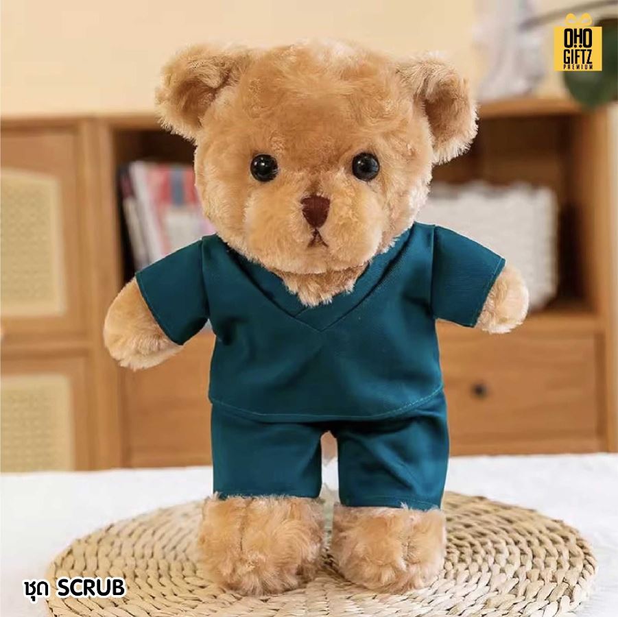 ตุ๊กตาหมีชุดแพทย์ สกรีนโลโก้ ทำเป็นของพรีเมี่ยมได้ 