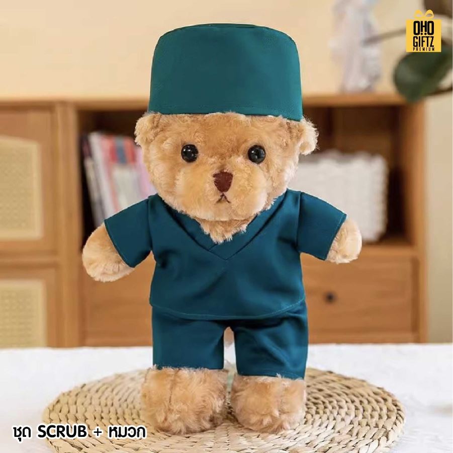 ตุ๊กตาหมีชุดแพทย์ สกรีนโลโก้ ทำเป็นของพรีเมี่ยมได้ 