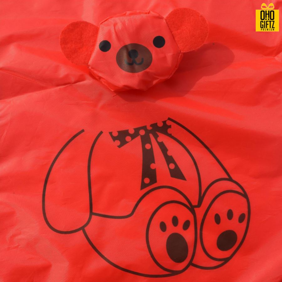 กระเป๋าพับได้ผ้าโพลีเอสเตอร์รูปหมี สกรีนโลโก้ ทำเป็นของพรีเมี่ยม ของที่ระลึก