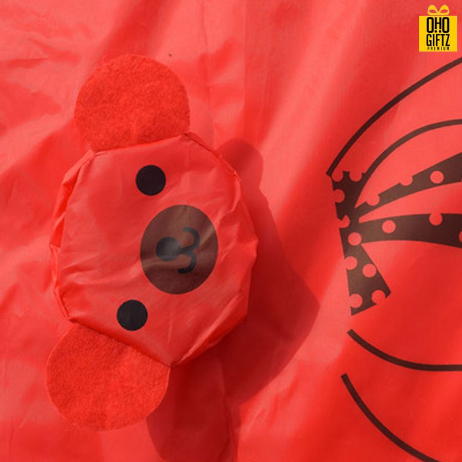 กระเป๋าพับได้ผ้าโพลีเอสเตอร์รูปหมี สกรีนโลโก้ ทำเป็นของพรีเมี่ยม ของที่ระลึก