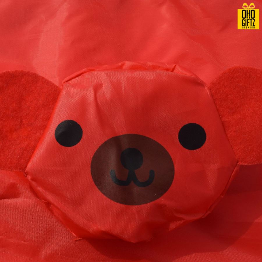 กระเป๋าพับได้ผ้าโพลีเอสเตอร์รูปหมี สกรีนโลโก้ ทำเป็นของพรีเมี่ยม ของที่ระลึก