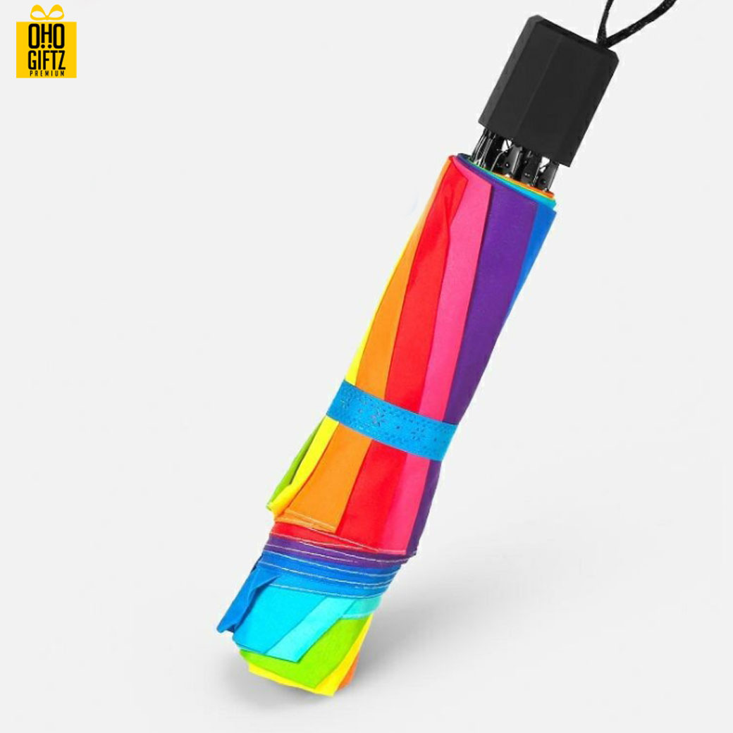 ร่มพับสามตอนด้ามจับทรงเหลี่ยม สกรีนโลโก้ ทำเป็นสินค้าพรีเมี่ยม ของชำร่วย ของที่ระลึก