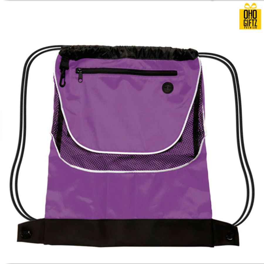 กระเป๋าเป้เชือกรูดผ้าโพลีเอสเตอร์กันน้ำ  สกรีนโลโก้ ทำเป็นของพรีเมี่ยม