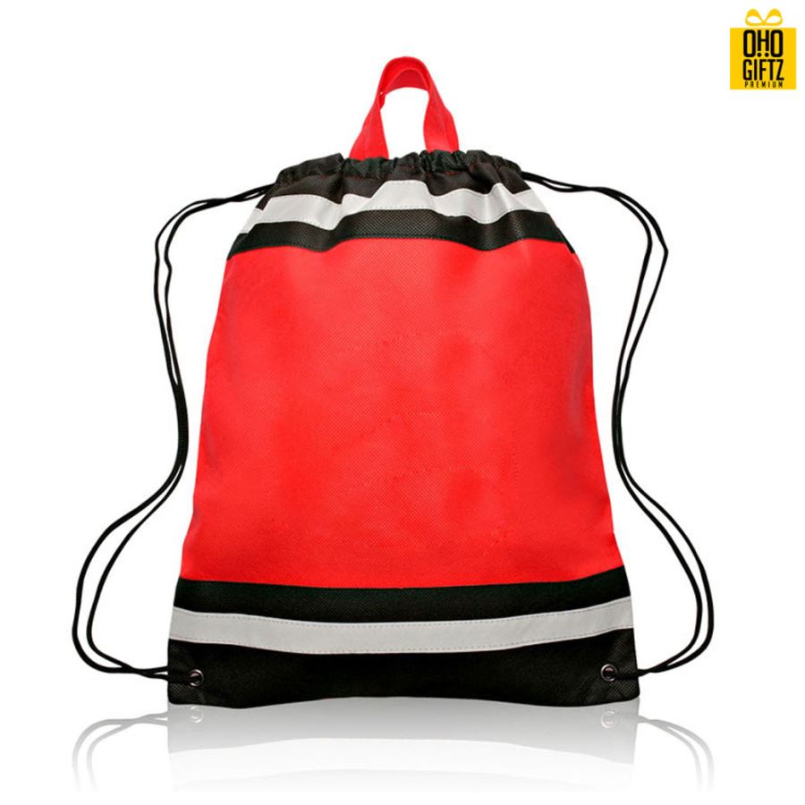 กระเป๋าเป้ทรงเชือกรูดลายทาง  สกรีนโลโก้ ทำเป็นของพรีเมี่ยม