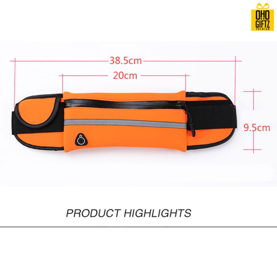 กระเป๋าคาดเอวสีสะท้อนแสง สกรีนชื่อ สกรีนโลโก้ได้