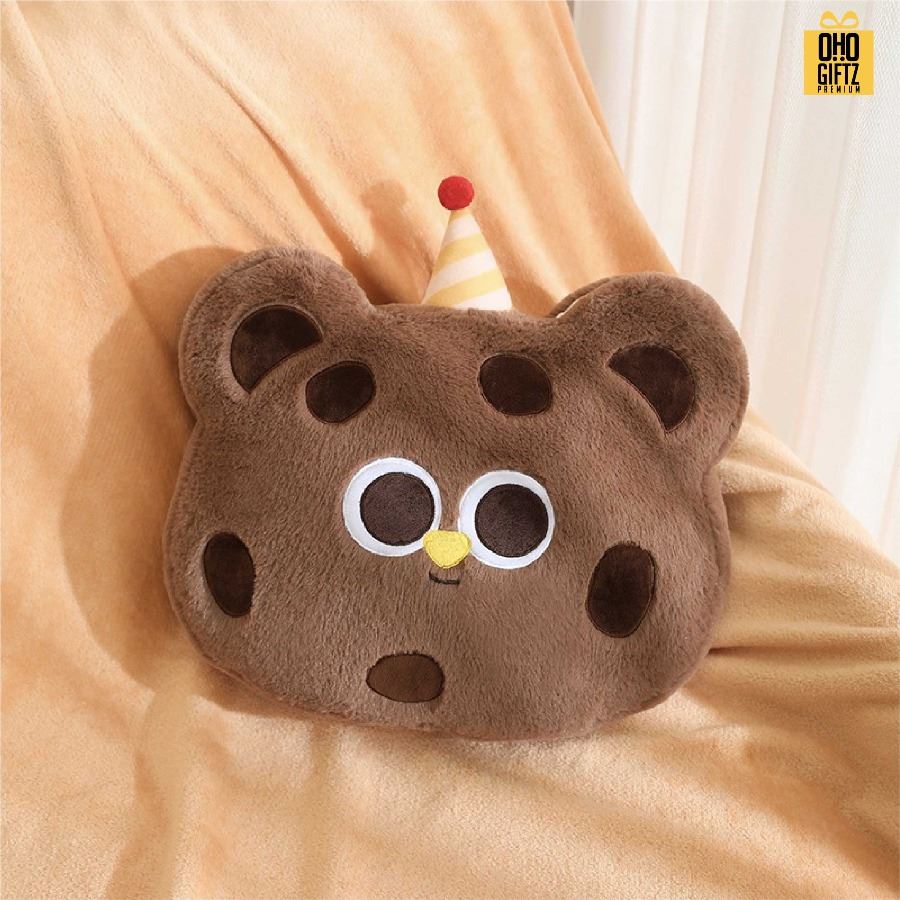 หมอนผ้าห่มหมีน้อย สกรีนโลโก้ ติดลาเบล ทำเป็นของพรีเมี่ยมได้