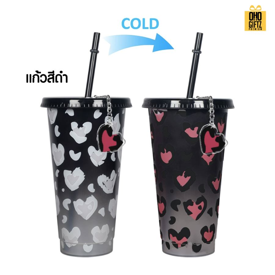 ถ้วยเซ็ทคู่รักวาเลนไทน์พร้อมพวงกุญแจเปลี่ยนสีเมื่อใส่น้ำเย็น สกรีนโลโก้ ทำเป็นของพรีเมี่ยมได้