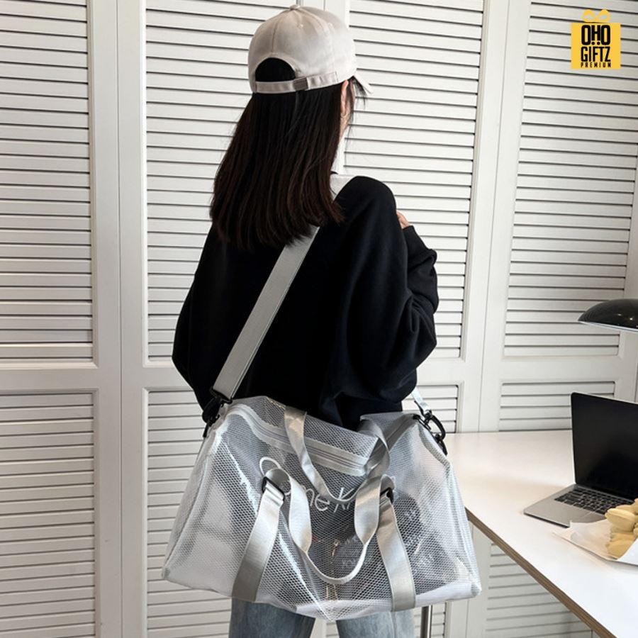 กระเป๋าใส่เสื้อผ้าเดินทาง PVC สีสดใส สกรีนชื่อ สกรีนโลโก้ ทำเป็นของพรีเมี่ยมได้