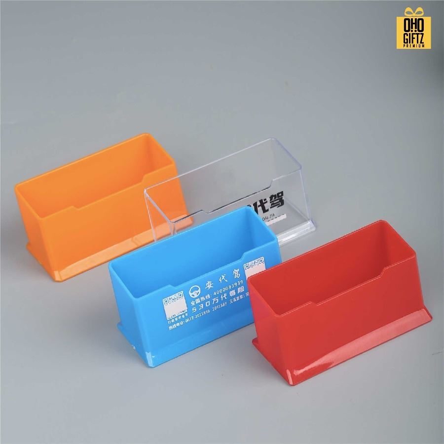 กล่องใส่นามบัตรตั้งโต๊ะ สกรีนโลโก้ ทำของพรีเมี่ยมได้