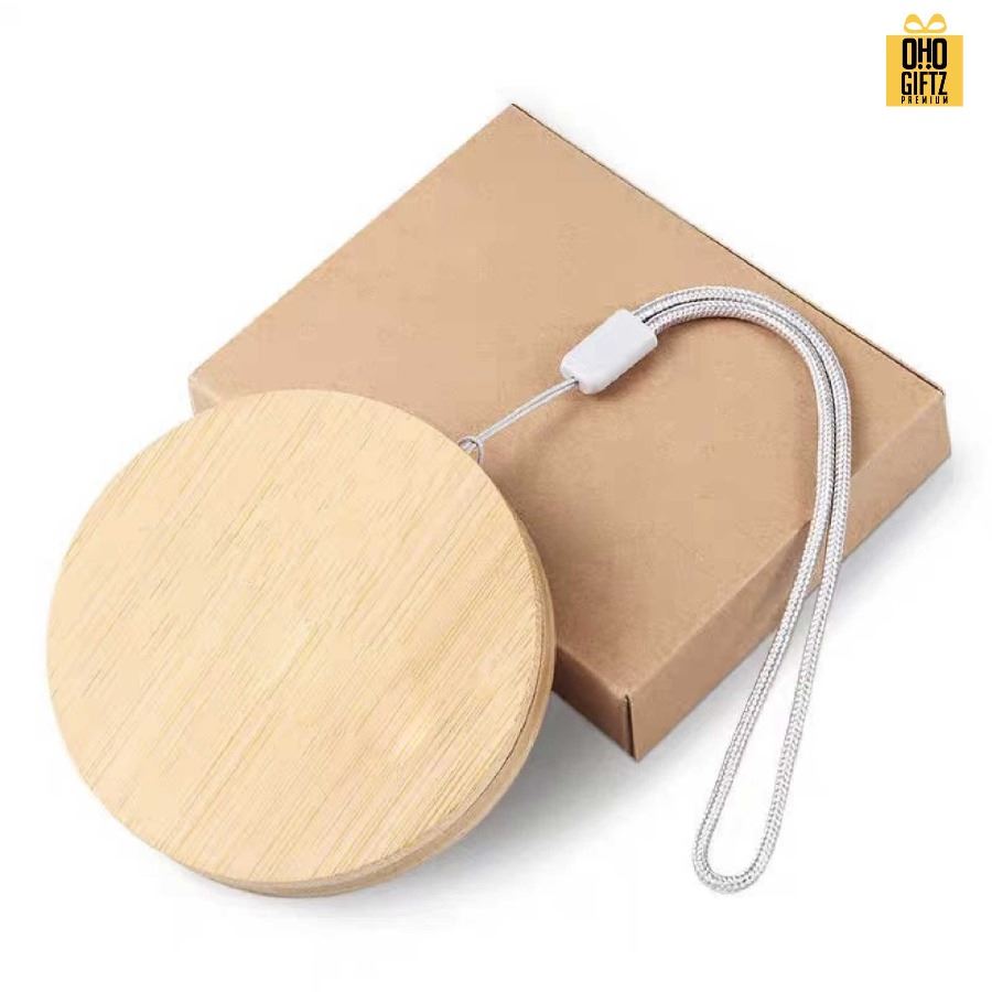 กล่องไม้ใส่สายเคเบิลชารจ์มือถือครบทุกหัว สกรีนชื่อ,โลโก้ ทำเป็นของพรีเมี่ยมได้