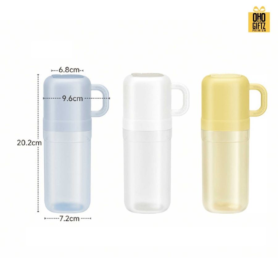 ชุดใส่อุปกรณ์แปรงฟัน พร้อมถ้วยน้ำในตัว สกรีนชื่อ สกรีนโลโก้  ทำเป็นของพรีเมี่ยมได้