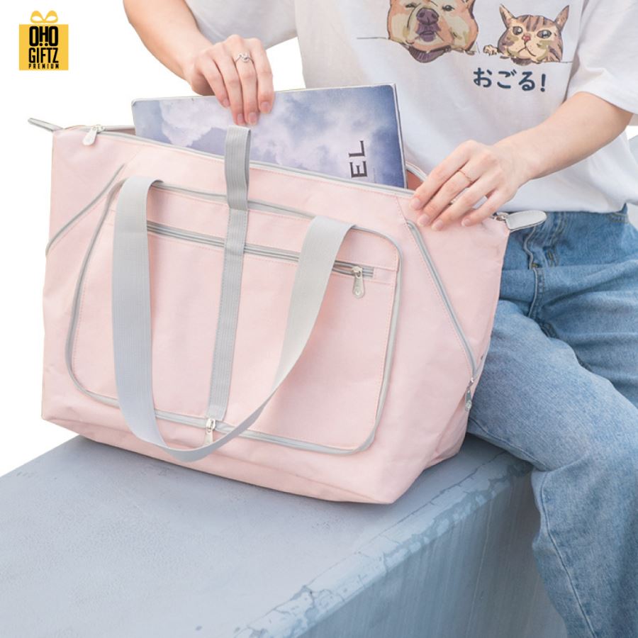 กระเป๋าใส่เดินทาง พับได้ สกรีนโลโก้ ทำเป็นของพรีเมี่ยม ของชำร่วยได้ 