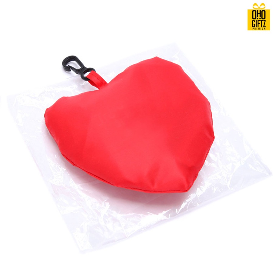 ถุงผ้าพับได้ทรงหัวใจ สกรีนโลโก้ ทำเป็นของพรีเมี่ยม ของที่ระลึก