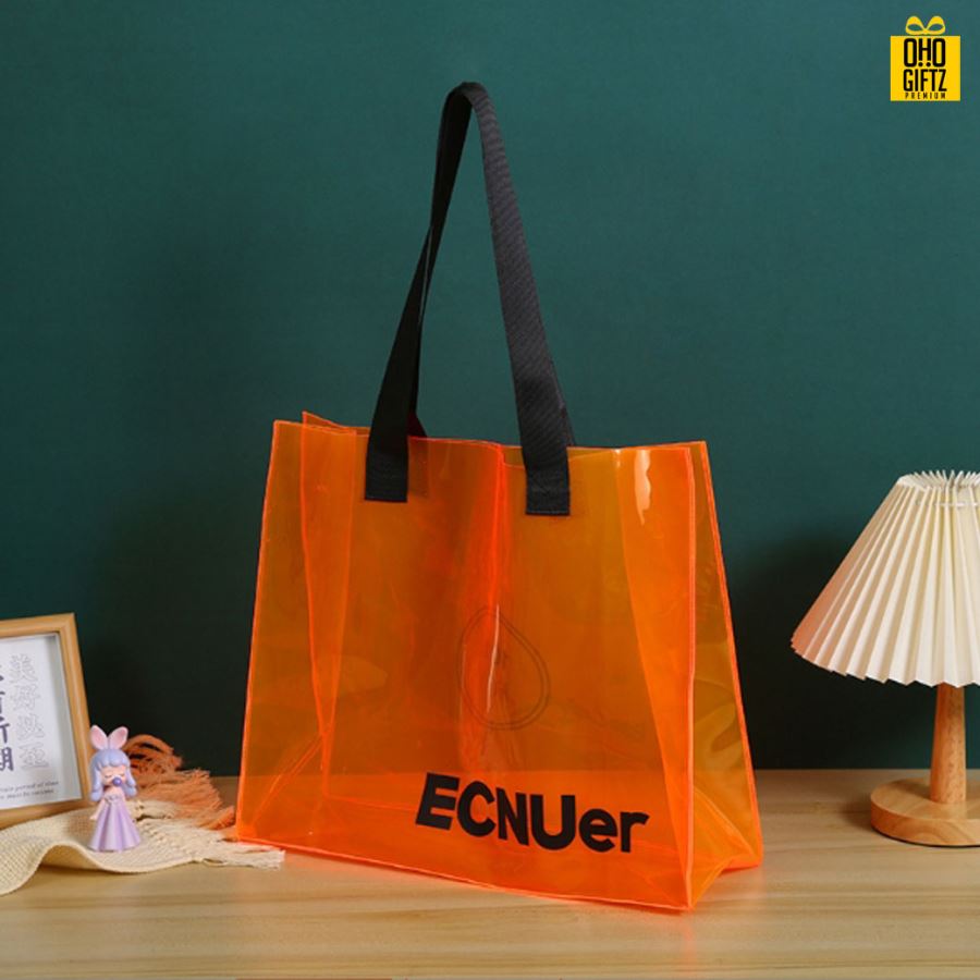 กระเป๋าหิ้ว PVC สกรีนโลโก้  ทำเป็นของพรีเมี่ยม