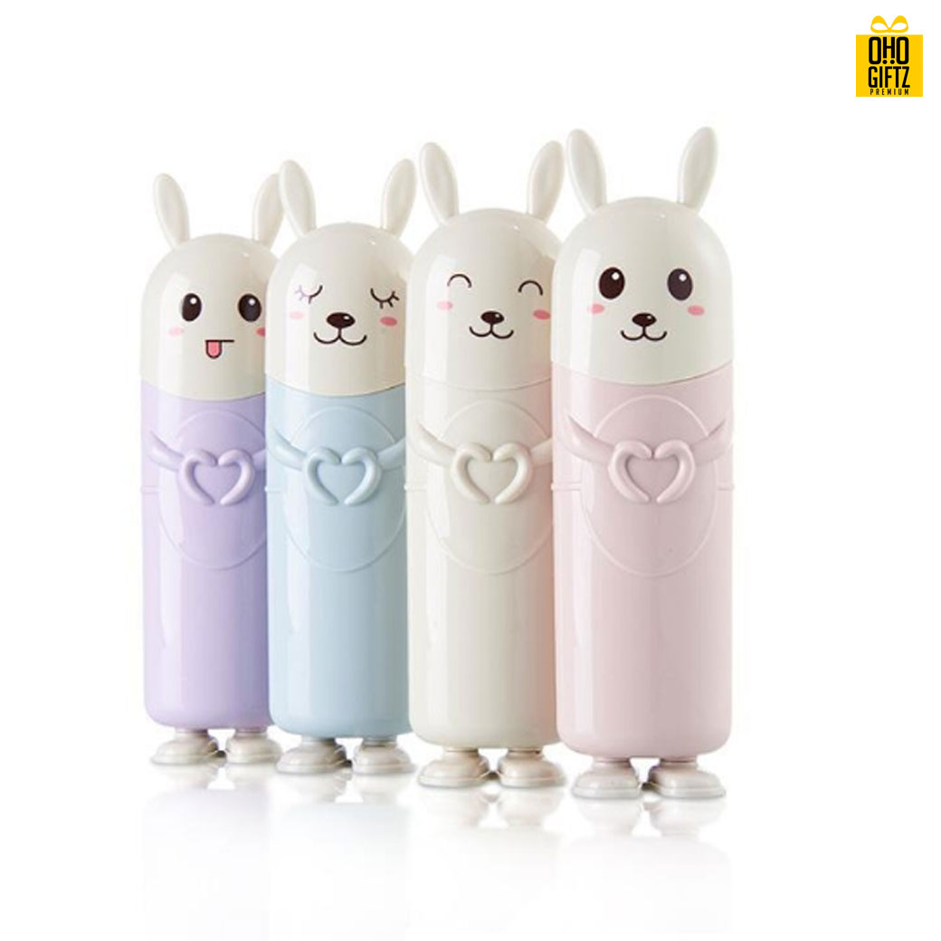 กระบอกใส่แปรงสีฟันน้องกระต่าย สกรีนชื่อ สกรีนโลโก้  ทำเป็นของพรีเมี่ยมได้ 