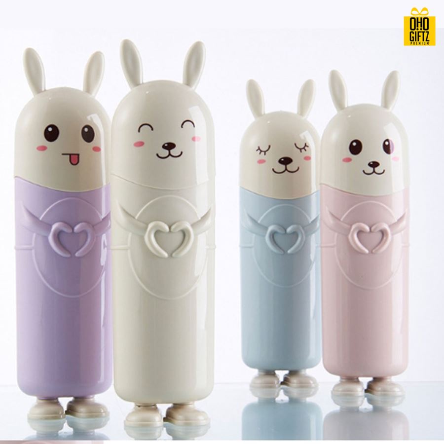 กระบอกใส่แปรงสีฟันน้องกระต่าย สกรีนชื่อ สกรีนโลโก้  ทำเป็นของพรีเมี่ยมได้ 