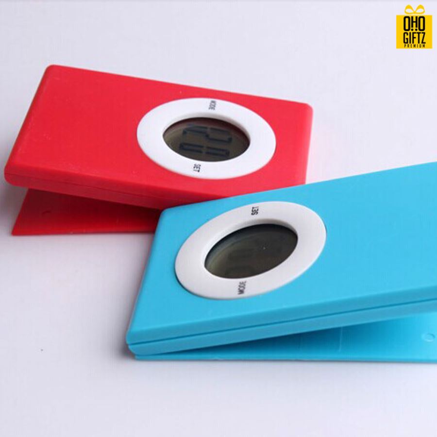 นาฬิกาตั้งโต๊ะทรงคลิป สกรีนโลโก้ ทำเป็นของพรีเมี่ยมได้