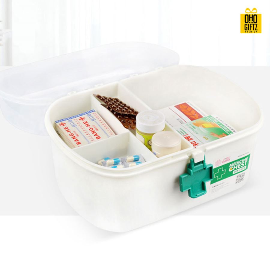 กล่องพลาสติกปฐมพยาบาล สกรีนชื่อ สกรีนโลโก้ ทำเป็นของพรีเมี่ยมได้ 