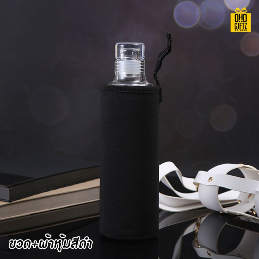 ขวดแก้วน้ำ สกรีนชื่อ เลเซอร์โลโก้ฟรี  ทำเป็นของพรีเมี่ยมได้