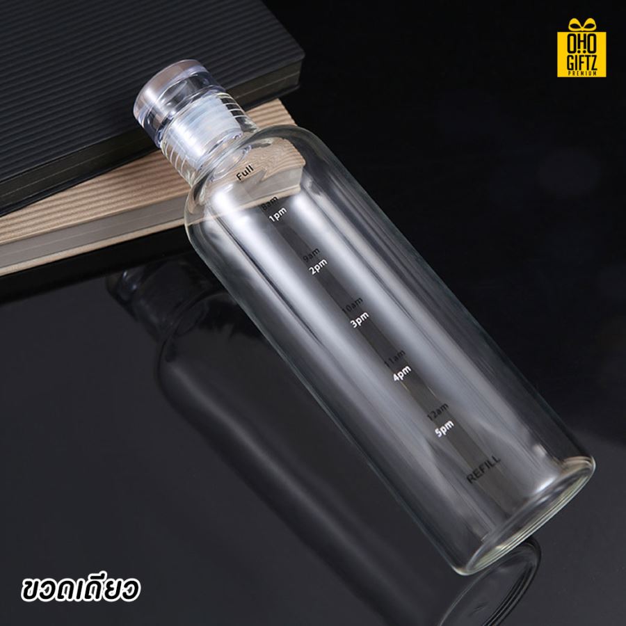 ขวดแก้วน้ำ สกรีนชื่อ เลเซอร์โลโก้ฟรี  ทำเป็นของพรีเมี่ยมได้