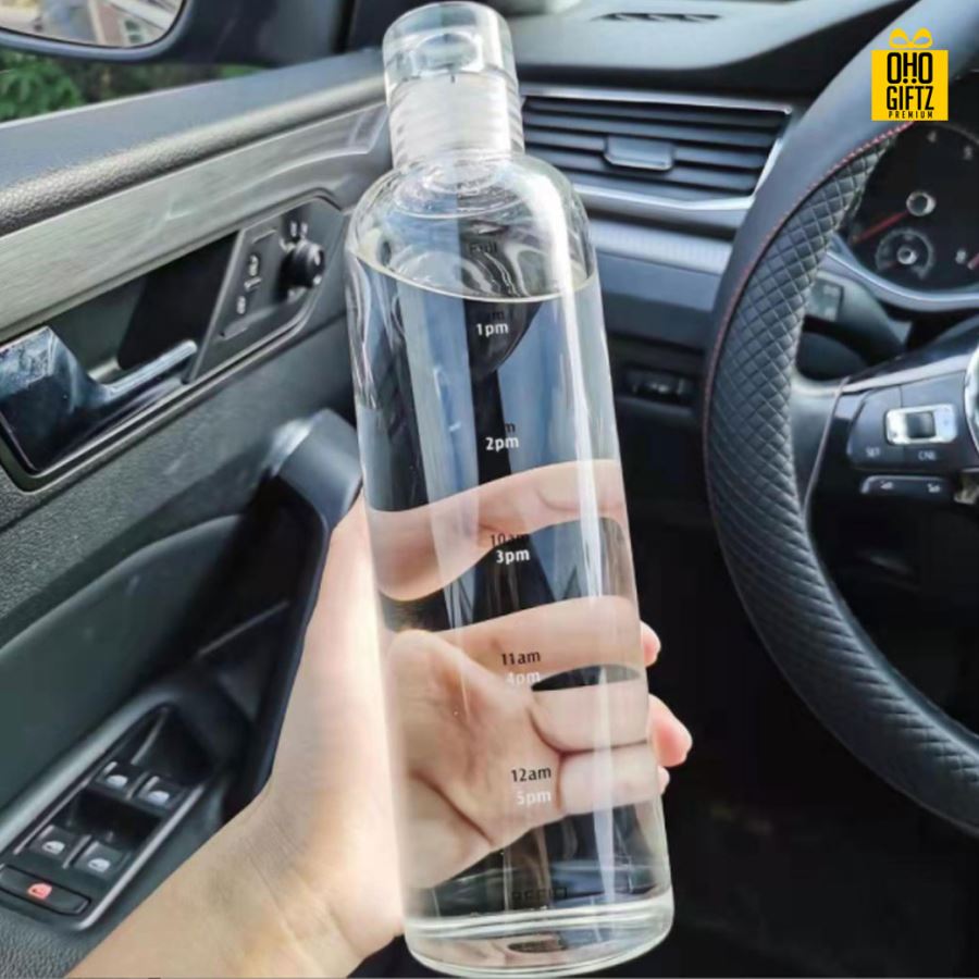 ขวดแก้วน้ำใส สกรีนชื่อ เลเซอร์โลโก้ฟรี  ทำเป็นของพรีเมี่ยมได้