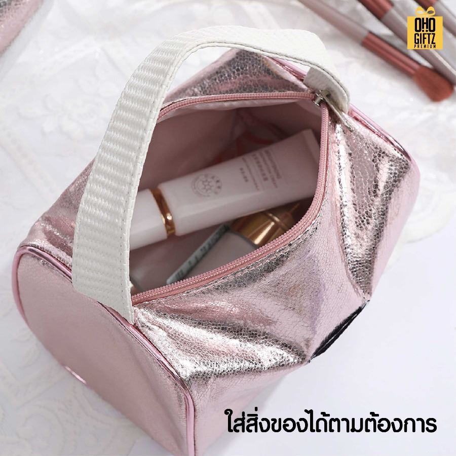 กระเป๋าเครื่องสำอางหนัง PU สกรีนโลโก้ ทำเป็นของพรีเมี่ยมได้