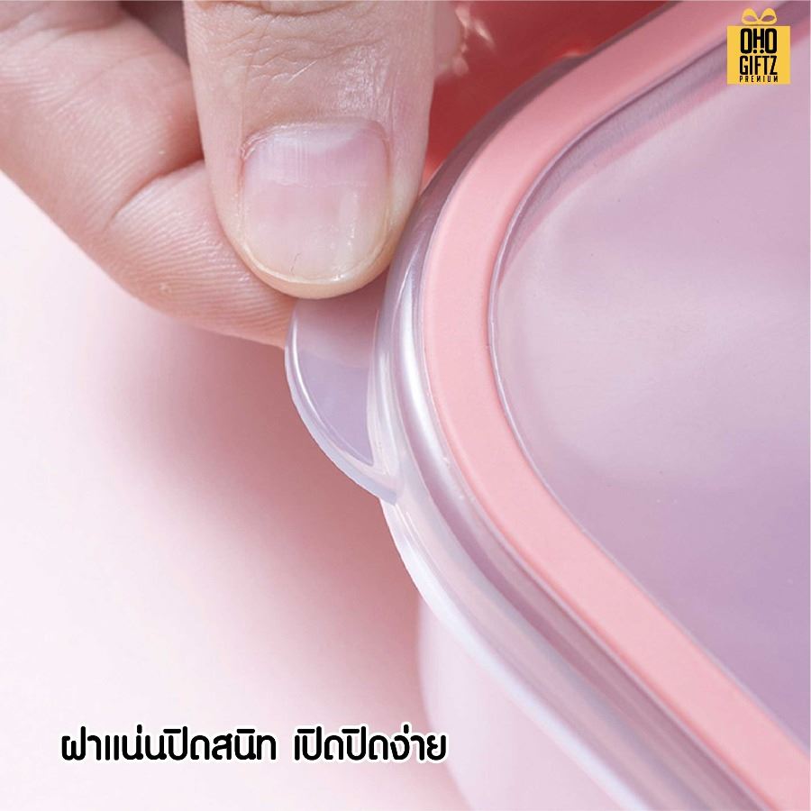 กล่องข้าวพร้อมช้อน ใบใหญ่ สกรีนโลโก้ ทำเป็นของพรีเมี่ยมได้