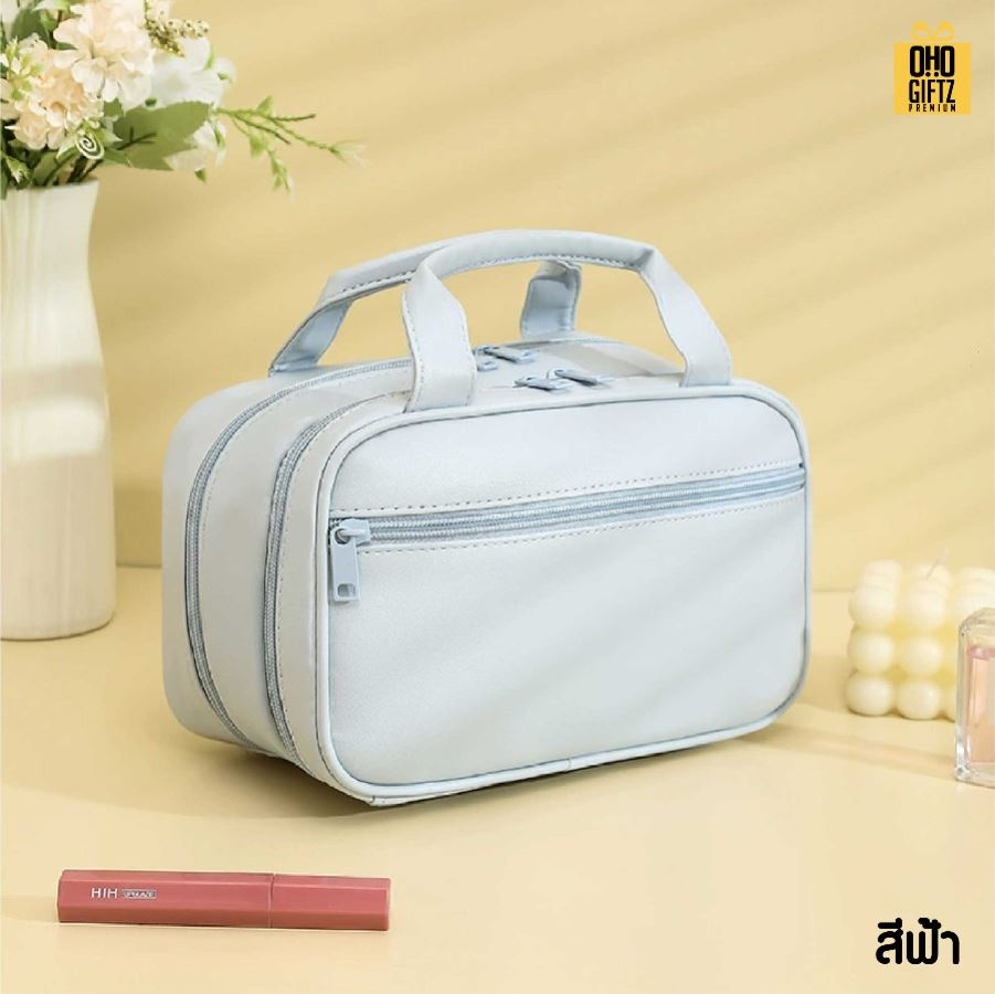 กระเป๋าเครื่องสำอาง PU ขนาดใหญ่ สกรีนโลโก้ ทำเป็นของพรีเมี่ยมได้