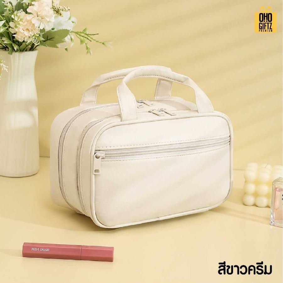 กระเป๋าเครื่องสำอาง PU ขนาดใหญ่ สกรีนโลโก้ ทำเป็นของพรีเมี่ยมได้