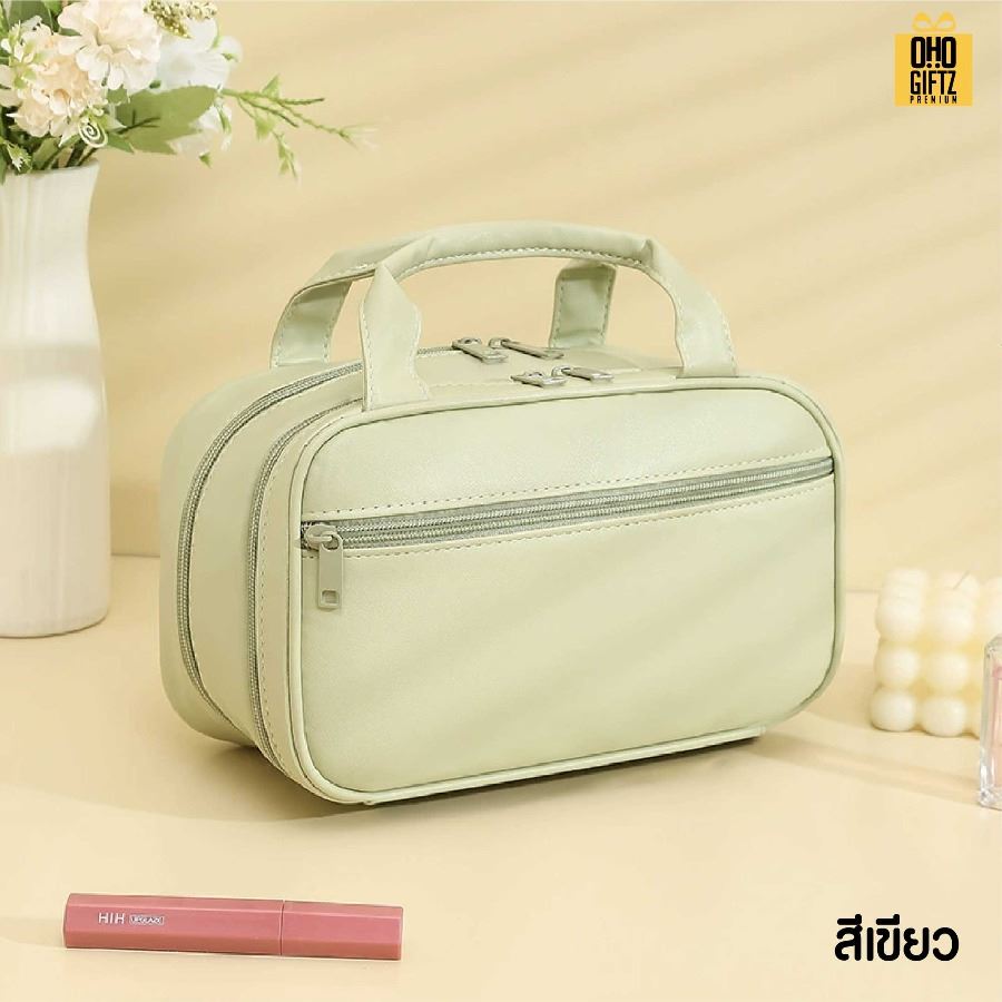 กระเป๋าเครื่องสำอาง PU ขนาดใหญ่ สกรีนโลโก้ ทำเป็นของพรีเมี่ยมได้