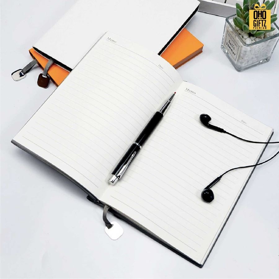 สมุดโน๊ตปกหนัง PU A5 สกรีนโลโก้ ทำเป็นของพรีเมี่ยม ของชำร่วย