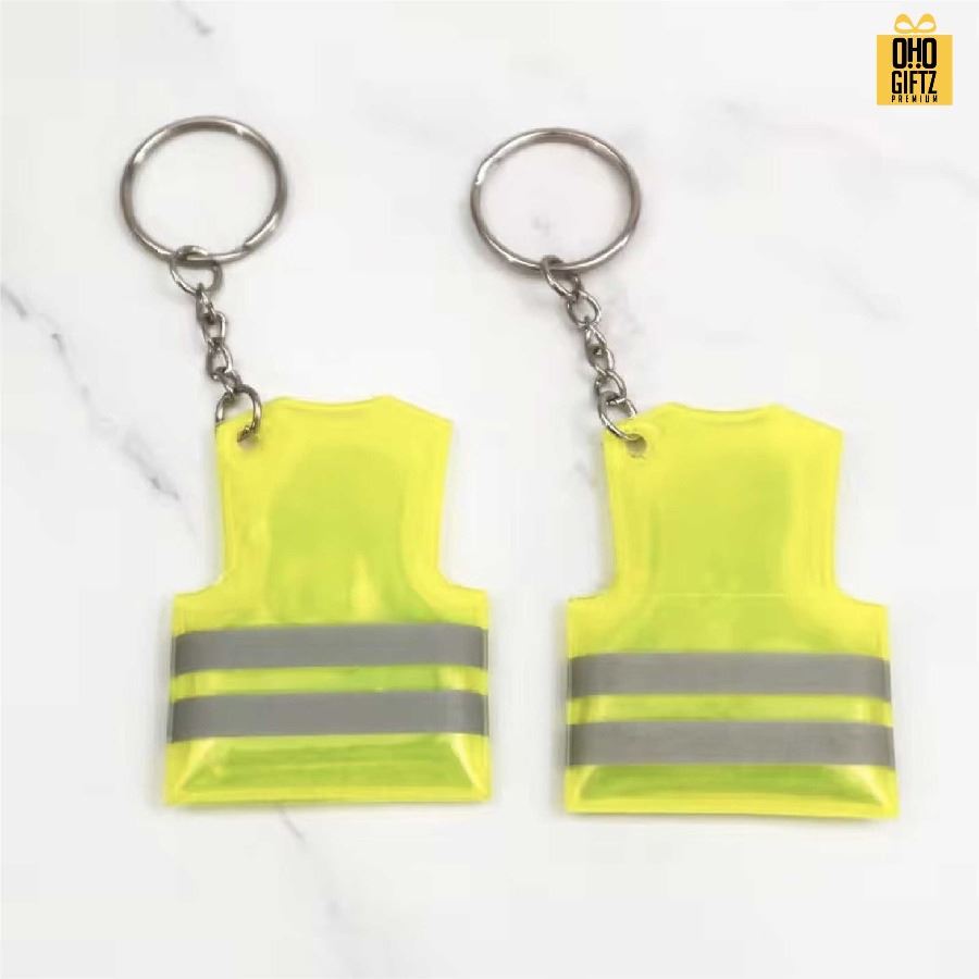 พวงกุญแจเสื้อกั๊กสะท้อนแสง สกรีนโลโก้ ทำเป็นของพรีเมี่ยม ของชำร่วยได้