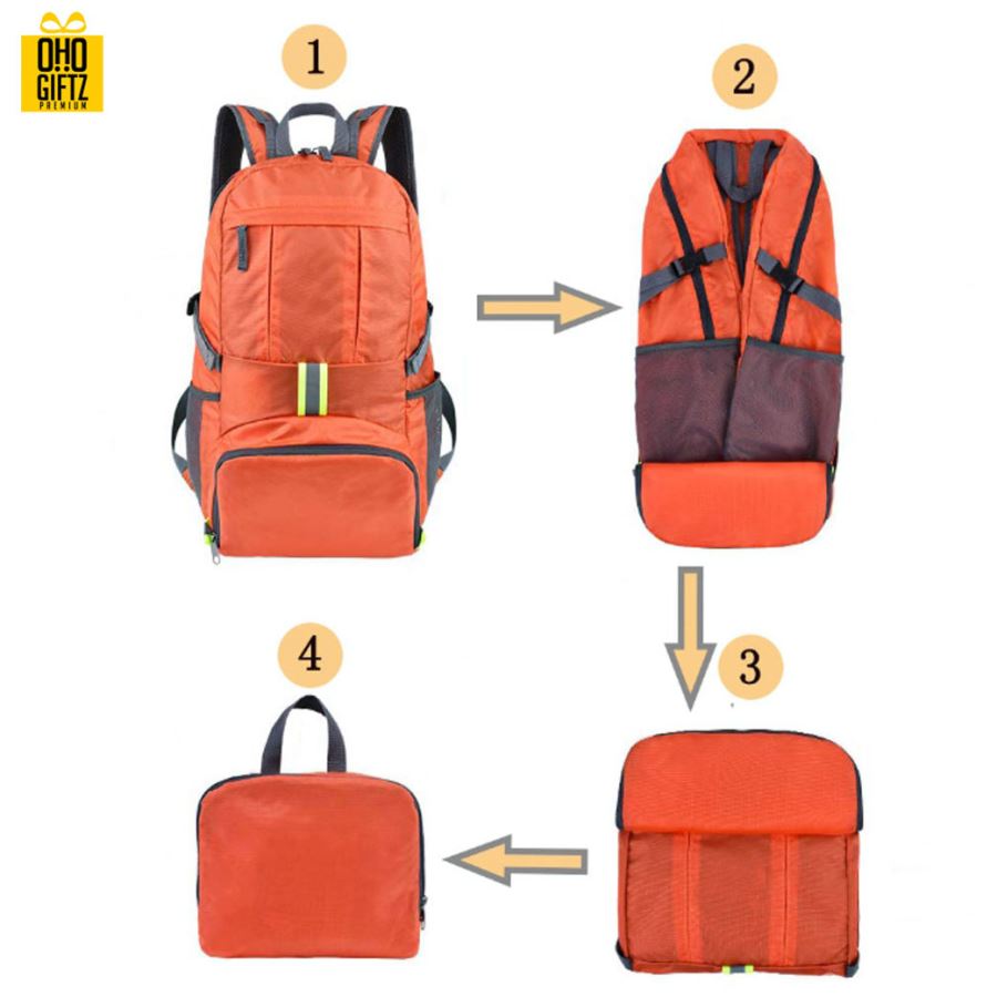 กระป๋าเป้พับได้โพลีเอสเตอร์ สกรีนโลโก้ ทำเป็นของพรีเมี่ยม ของที่ระลึก