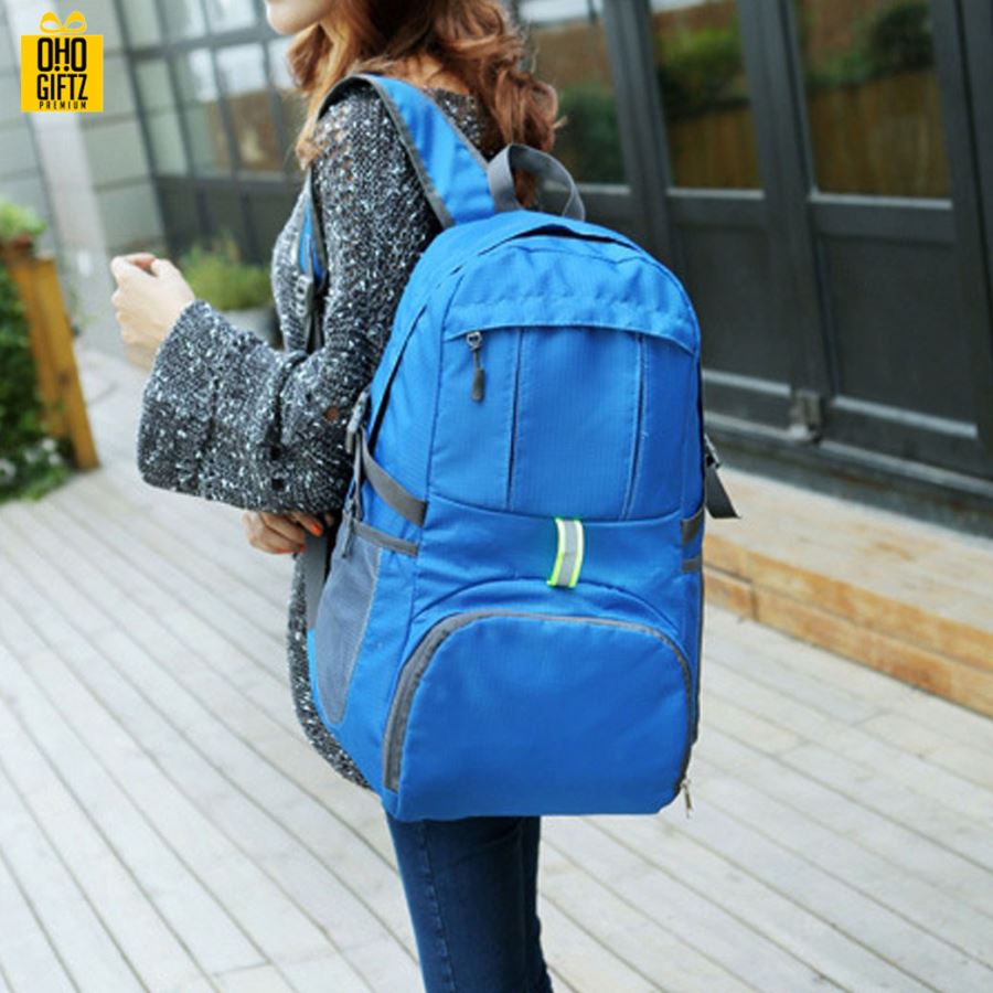 กระป๋าเป้พับได้โพลีเอสเตอร์ สกรีนโลโก้ ทำเป็นของพรีเมี่ยม ของที่ระลึก